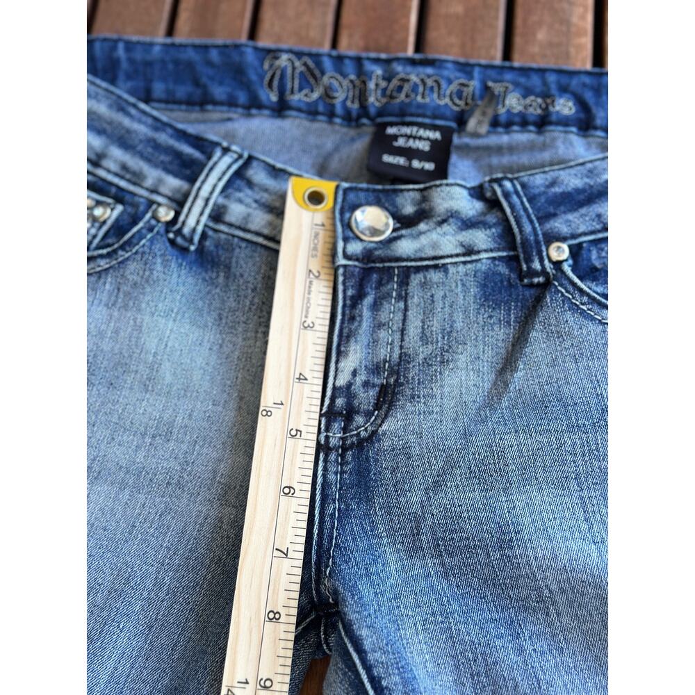 Vintage Y2K Montana Jeans Women's 9/10 Bedazzled Pockets Low-Rise Skinny Denim - Picture 5 of 10